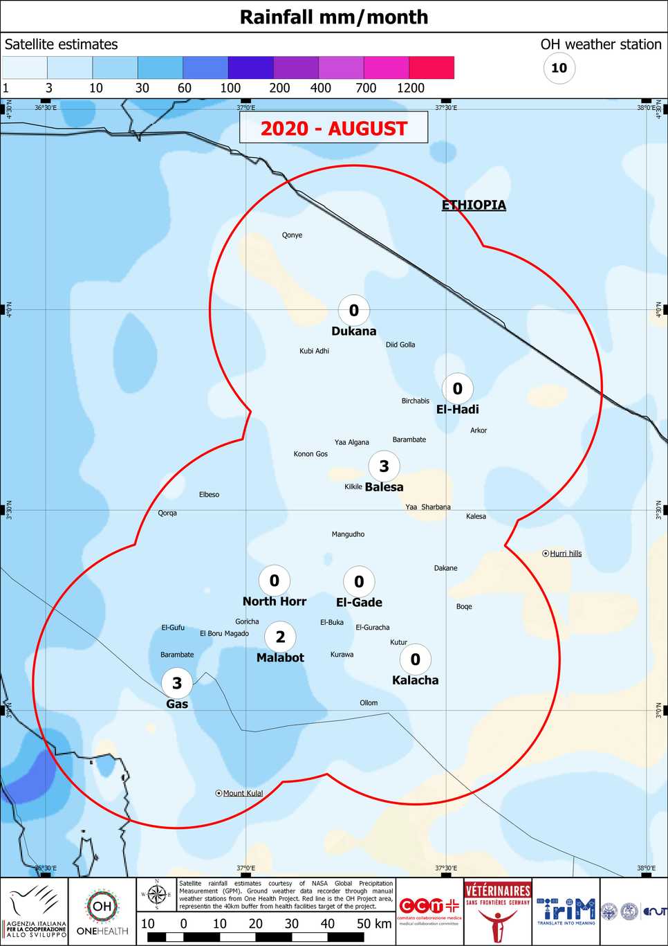 Accumulated rainfall August 2020